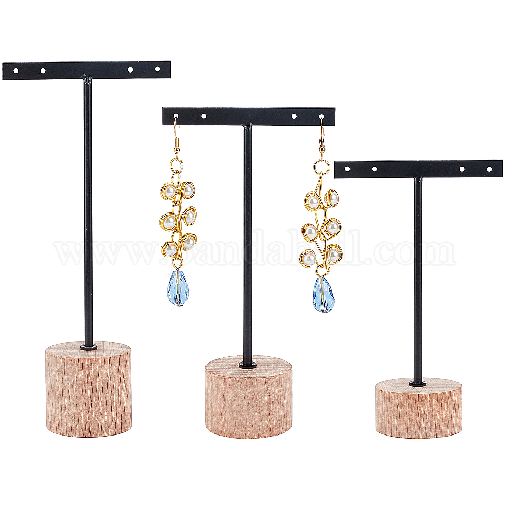 Shop FINGERINSPIRE 3 Pcs Black Metal T Bar Earring Display Stand with