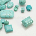 Perles de turquoise synthétique, teinte, 7.5~31x4~22x4~12mm, Trou: 1mm, environ 357 pcs/1000 g