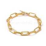 Unwelded Iron Paperclip Chain Bracelets, with 304 Stainless Steel Toggle Clasps, Golden, 7-7/8 inch(20cm)