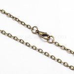 Collier de chaîne de câble de fer vintage faisant pour la conception de montres de poche, avec fermoirs mousquetons, bronze antique, 31.5 pouce, 3mm