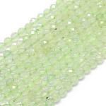 Natur Prehnit Perlen Stränge, facettiert, Runde, 4 mm, Bohrung: 1 mm, ca. 90 Stk. / Strang, 15.35 Zoll (39 cm)
