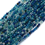 Chapelet de perles rondes en agate naturelle, teinte, facette, sarcelle, 4mm, Trou: 0.9mm, Environ 92 pcs/chapelet, 14.5 pouce