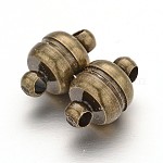 Chiusure magnetiche in ottone con passanti, ovale, bronzo antico, 11x7mm, Foro: 1.5 mm