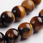 Tigre naturel pierres précieuses d'oeil chapelets de perles rondes, 10mm, Trou: 1mm, Environ 38 pcs/chapelet, 14.9 pouce