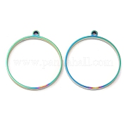 304 pendentifs ronds plats à lunette arrière ouverte en acier inoxydable STAS-Z040-04A-RC