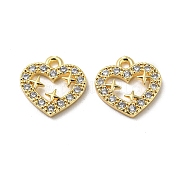 Brass Micro Pave Clear Cubic Zirconia Charms KK-H460-49G