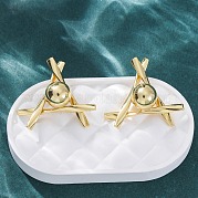 Треугольник с круглыми латунными серьгами-гвоздиками EJEW-R025-06G