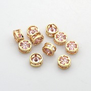 Real 18K Gold Plated Brass Rhinestone Beads KK-J199-27G