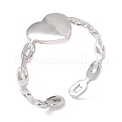 304 Stainless Steel Heart Open Cuff Rings for Women RJEW-G275-09P