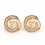 Brass Micro Pave Clear Cubic Zirconia Stud Earring Findings KK-S356-245-NF