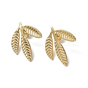 Ion Plating(IP) 304 Stainless Steel Leaf Stud Earrings for Women EJEW-F300-11G
