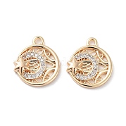 Brass Micro Pave Clear Cubic Zirconia Charms KK-F871-44G