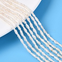 Hebras de perlas de agua dulce cultivadas naturales, perla keshi barroca, palo, blanco cremoso, 2.5~10.5x1.5~3x1.5~3mm, agujero: 0.5 mm, aproximamente 47~72 pcs / cadena, 13.78~14.17 pulgada (35~36 cm)