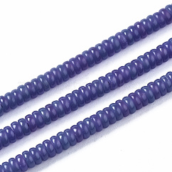 Chapelets de perles de jade blanche naturelle, teinte, rondelle, bleu ardoise foncé, 4~5x1.5mm, Trou: 0.8mm, Environ 225~227 pcs/chapelet, 14.96~15.35 pouce (38~39 cm)