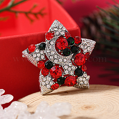 Spille in lega di zinco con strass a tema natalizio per vestiti da zaino, stella