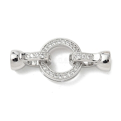Micro pavé di ottone trasparente cubic zirconia piegato su fermagli, cadmio & nichel &piombo libero, anello, platino, 31mm
