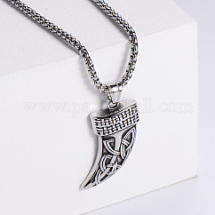 Colliers punk vintage en acier inoxydable 304 avec pendentif en forme de couteau viking pour hommes, couleur inoxydable