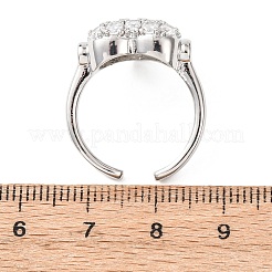 Открытые кольца манжеты из латуни с микропаве и кубическим цирконием&nbsp;RJEW-C153-02P