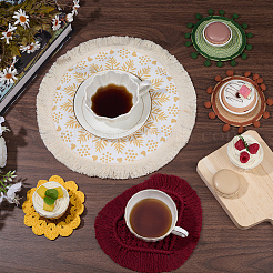 2 шт. хлопковые коврики для чашек в технике макраме&nbsp;AJEW-DJ0001-87C