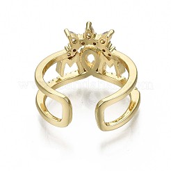 Латунные кольца из манжеты с прозрачным цирконием&nbsp;RJEW-S044-087-NF