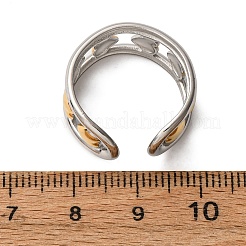 Двухцветные манжетные кольца из нержавеющей стали 304 RJEW-S635-01GP-U