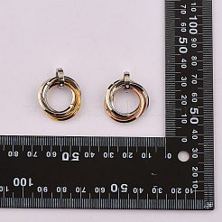 201 ステンレススチールインターロッキングリングペンダント  クリスタルラインストーン付き  ゴールド＆ステンレス鋼色のバラ  27mm  6個/箱&nbsp;STAS-SZ0002-61A