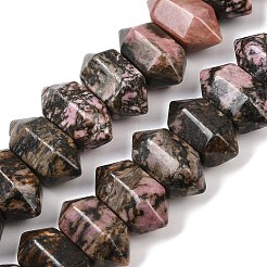 Нити бусин из натурального родонита с двойными концами G-T142-95