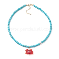 Летний пляжный кулон ручной работы в стиле лэмпворк в виде красного краба&nbsp;NJEW-JN05916