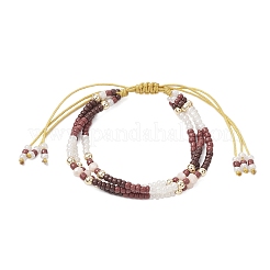 Стеклянные бусины и гальванизированные стеклянные бусины плетеные браслеты из бусин для женщин&nbsp;BJEW-JB12012