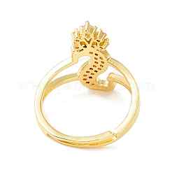 Anillo ajustable con corona y letra inicial de circonita cúbica transparente&nbsp;RJEW-M139-17S