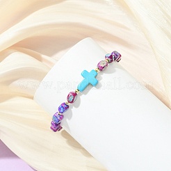 Stretch-Armbänder aus synthetischem Türkis und natürlichem Imperialjaspis für Damen und Herren&nbsp;BJEW-JB13846