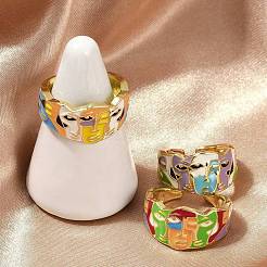 Маска латунные эмалевые манжеты кольца&nbsp;RJEW-L113-039G