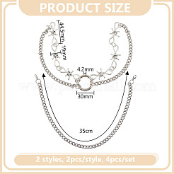 4 pz 2 stili 201 catene a maglie cubane in acciaio inossidabile e catene con cinturino in lega&nbsp;HJEW-GO00207
