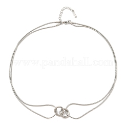 Двухслойные цепочки-змейки из нержавеющей стали 304 с одним кольцом&nbsp;NJEW-R017-01P