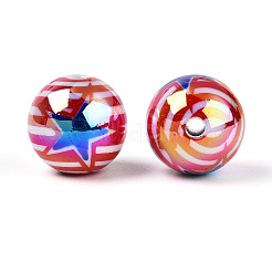 Непрозрачные акриловые бусины с принтом на тему Дня независимости&nbsp;MACR-T048-10B