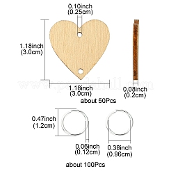 50 Stück Verbindungsanhänger aus ungefärbtem Holz&nbsp;WOOD-FS0001-12A