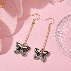 合金エナメルバタフライダングルイヤリング  グレー  67x22mm&nbsp;EJEW-JE05604-04