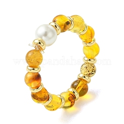Bagues ajustables en ambre naturel&nbsp;RJEW-JR01089