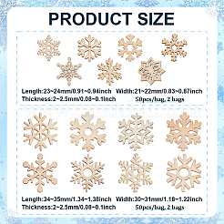 200 шт. необработанные листы со снежинками из дерева на рождественскую тематику&nbsp;FIND-BC0014-53