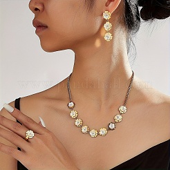 Edelstahl-Blumenohrringe & Halsketten & Ringe-Sets für Frauen&nbsp;YR1228