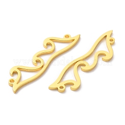 201ステンレススチールコネクタチャーム  波状のリンク  ゴールドカラー  28x7.5x1mm  穴：1.2mm&nbsp;STAS-WH0016-48G