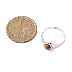Runder natürlicher Amethyst/grüner Aventurin/Karneol/Rosenquarz/Tigerauge/Lapislazuli geflochtener Fingerring&nbsp;RJEW-JR00743-01