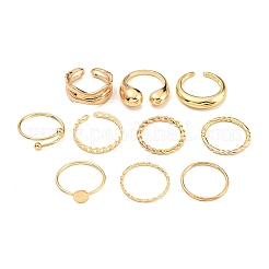 合金の調節可能なリング  女性のためのジュエリー  ゴールドカラー  1~9mm  内径：16~18.3mm  10個/セット&nbsp;RJEW-K260-02A-G