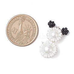 Подвески-снеговики из стеклянных бусин&nbsp;PALLOY-MZ00888-01