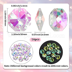 16 pezzo di strass di vetro ottagonale da cucire&nbsp;GLAA-SP0001-83B-01