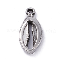 変色しない304ステンレススチールペンダント  シェル形状  ステンレス鋼色  17x8x3mm  穴：1mm&nbsp;STAS-P288-09P