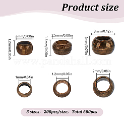 600 шт. 3 стиля латунных бусин-ронделей KK-LP0001-18