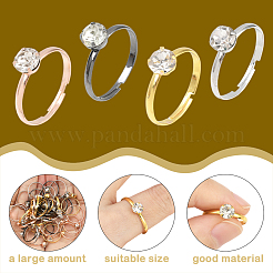 40 шт. 4 цвета регулируемые кольца из сплава со стразами для женщин&nbsp;RJEW-SP0001-01