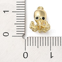 真鍮製のラインストーンペンダント  海洋動物の魅力  ゴールドカラー  タコ  10.5x7.5x8mm  穴：0.8mm&nbsp;LS-KK-H450-01E-G