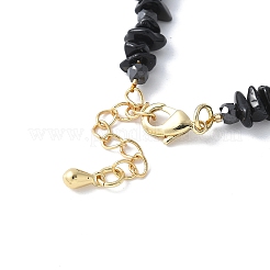 Изготовление браслета из латунного черного кубического циркония и бусин из натурального обсидиана KK-F892-18G